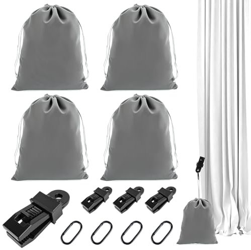 Muyohix Borsa per Pesi, 4 Pesi per Gazebo, Borsa con Pesi per Tende da Esterno, 4 Tasche per Pesi e 4 Moschettoni, 4 Clip, Pesi per Tendaggi Esterni per Gazebo, Tovaglia, Bandiera da Giardino, Patio