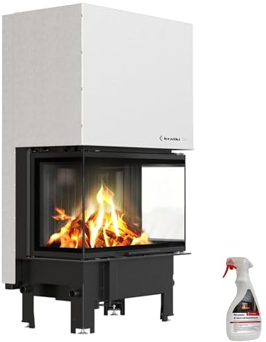 KRATKI Kamineinsatz REGNOR 8 kW Dreiseitige Sprossenverglasung und Stahlkorpus, Ø 200 mm Rauchabgang - Hohe Effizienz und Saubere Verbrennung - ECODESIGN, BImSchV 2, Externe Luftzufuhr Kaminreiniger