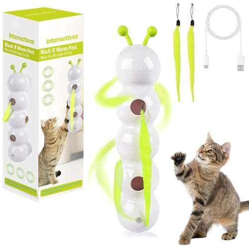 Pipihome Wuselwurm Katzenspielzeug, Interaktives Katzenspielzeug Selbstbeschäftigung, Elektrisch Wusel Wurm Katzen Spielzeug, Intelligent Automatisches Cat Toys