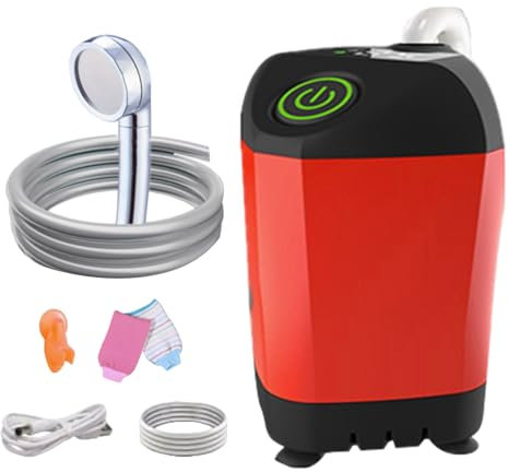 Acunny Campingdusche | Tragbare Campingdusche mit Handpumpe, abnehmbare Duschpumpe, multifunktional, für Reisen, Reinigung von Haustieren, Wandern