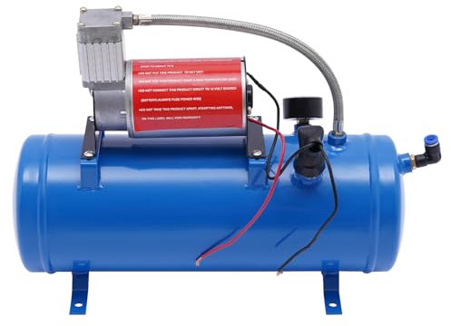 Auto Luftkompressor 6L Großer Tank Tragbarer Silent Kompressor mit 3.8m Schlauch und Manometer für Autoreifen, Luftbremsen, Reifenaufblasung