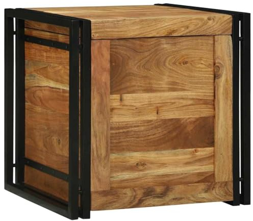 vidaXL Boîte de Rangement 50 x 50 x 50 cm Bois d'acacia Massif, Rangement Salon, Coffre en Bois Rustic, Boîte Décorative, Organisateur Économiseur d'Espace, Intérieur Maison