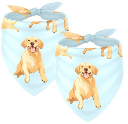 Hundehalstuch, verstellbar, Dreieckstuch für kleine, mittelgroße und große Hunde, Katzen, Haustiere, Golden Retriever, 2 Stück