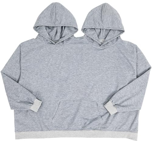 BESPORTBLE överdimensionerad parhuvtröja för två personer passar dubbel huvtröja i grå polyester lekfull matchande tröja för par bekväm mysig pullover för dejter och slappa