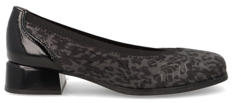 PITILLOS - Zapato de salón,Mercedita con tacón bajo,Piel y Tela,Sencillo,manoletina,Charol,Brillo para: Mujer Color: Negro Talla:38