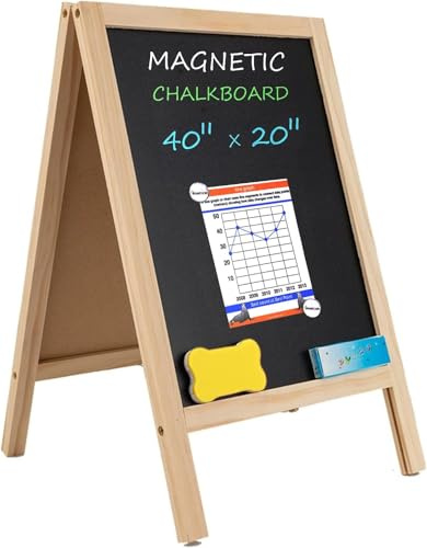 Présentoir pour Tableau Noir avec support en bois, 25 x 40 cm Tableau Noir, Petite Table De Cuisine pour Bars, Cafés, Cuisines