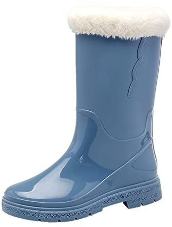 Botas de goma para mujer, forradas, impermeables, para hombre, medias altas, antideslizantes, botas de pesca, botas de pesca, botas de goma, botas occidentales, zapatos de jardín, botas de agua, azul