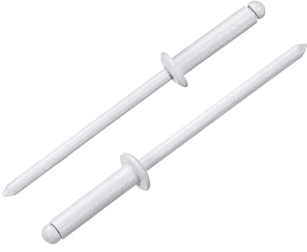 QUARKZMAN 50 Pièces Rivets Aveugles En Aluminium 3.2 x 14 mm, Corps En Aluminium Et Axe En Acier, Tête Bombée Rivets Fendus Longs pour Réparation Automobile, Meuble, Bricolage, Blanc
