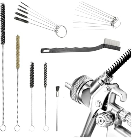 Set di pulizia multiuso per pistole a spruzzo, set di pulizia per pistole per verniciatura, mini spazzole e , ugelli per la pulizia di tubi metallici