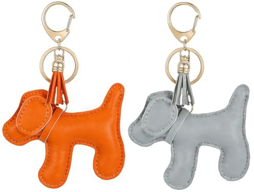 Lguaquanx 2 Stück Hunde Schlüsselanhänger Leder, Süße Welpe Hundetasche Anhänger Hunde deko Rucksack Anhänger, Keychain Geschenke für Frauen Männer Kinder Geburtstag Schlüsselring Handtaschen