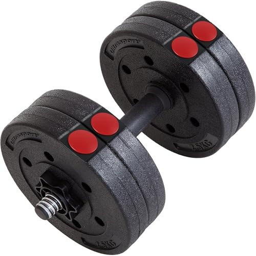 Ultrasport JSet di piastre, 4 pesi per manubri in un set, 15 kg o 25 kg, per manubri e bilancieri, con maniglie per allenamento libero, set completo in metallo da 30 KG