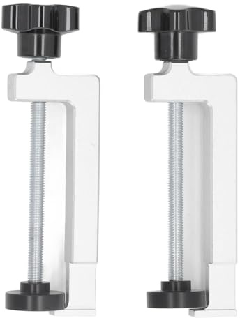 2 abrazaderas de valla de carpintería, abrazadera de valla de madera de aleación de aluminio con cabezal giratorio de 360°, clip de fijación multifuncional para valla de carpintería para sierra de