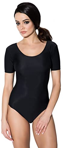 Aquarti Damen Ballett Trikot Kurzarm Gymnastik Tanz-Body, Farbe: Schwarz, Größe: 42