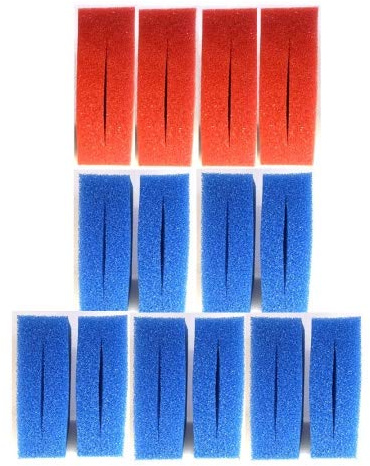 Pondlife Ersatz-Filterschwämme, kompatibel mit Oase BioTec 30 Teichfilter, Filterschaum 10x blau & 4X rot mit mittigem Längsschlitz, poröse Struktur für schnellen Austausch und planbare Wartung
