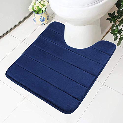 Homaxy Memory Foam Gesteppt U-förmig 50x60cm Toiletten Vorleger, Marineblau | weich&bequem, linderung von druck ermüdung der füße, wasser aufnehmen&schnell trocknen, rutschfest zurück, maschinenwaschbar