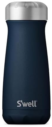 S'well Edelstahl Traveler – 40 ml – Azurit – dreilagiger vakuumisolierter Reisebecher hält Kaffee, Tee und Getränke 24 Stunden kalt und 12 Stunden heiß – BPA-freie Wasserflasche