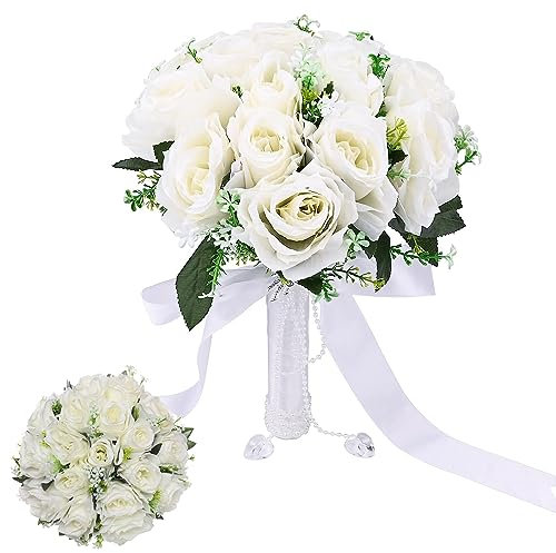 Artificial Wedding Rose Bouquet - Handmade Bridal Bouquet for Bride & Wedding Party