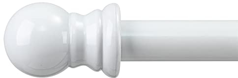 Barra de cortina blanca, barra para cortinas de 76 a 365 cm, barras para cortinas extensibles con extremos esféricos de acero inoxidable para dormitorio, salón