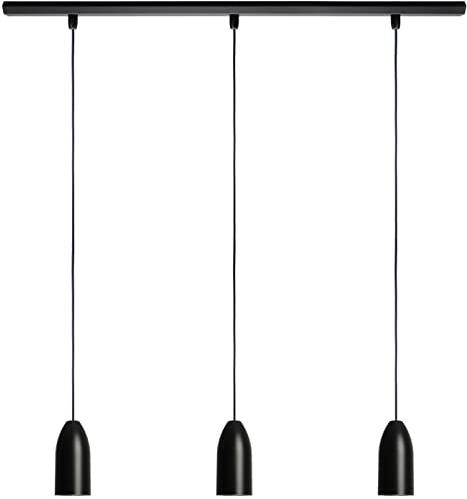 Buchenbusch urban design Hängelampe 3 flammig schwarz Wohn- Essbereich Esszimmer Tisch (33 Kabelfarben) langer Esstisch Deckenschiene handgefertigt indirekte Beleuchtung dimmbar edel black edition