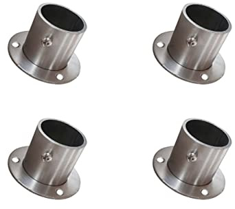 Flansch Edelstahl geschliffen Flanschverbindung Wandanker Wandflansch Rohrbefestigung für Wand und Boden Rohrsockel 4 Stück (32mm)