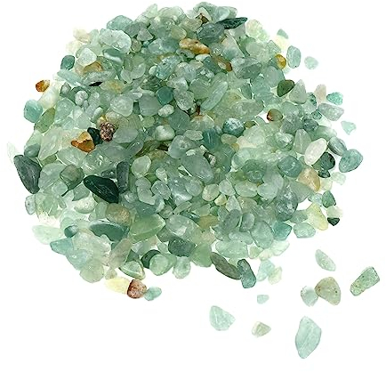 sourcing map 200g/0.44lb 5-7mm Getrommelte Späne Steine Natürlich Gebrochen Kristall Quartz Unregelmäßig Poliert Steine Kies Dekoration für Aquarium Pflanzen Vase Füller Grün