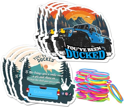 Duck Duck Tags, You've Been Ducked Card, Duck Ducking Game Cards, Duck Tag With Hole and Rubber Bands, Blue Car Retro Style Design, 50 Pack7FD230