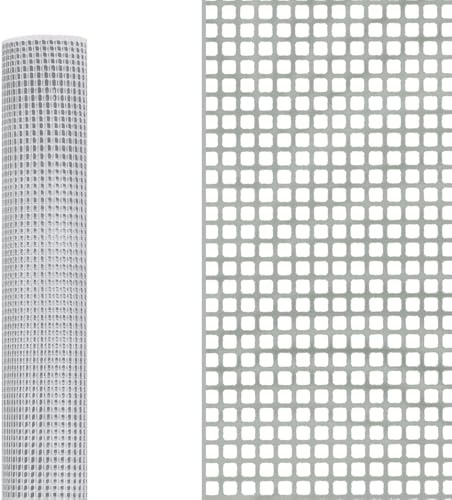 Rete Protettiva Quadra in Plastica a Maglia 10x10 Mm per Balconi Cancelli Recinzioni Polietilene Altezza 1 Metro (1x05 Mt, Bianco)