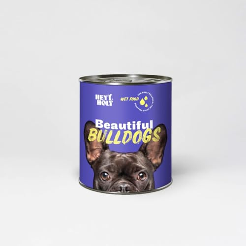 HEY HOLY Premium Nassfutter für Bulldoggen | 6X 750g Hundefutter für ausgewachsene Bulldoggen mit Lachs | Hochverträglich aus natürlichen Zutaten