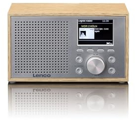 Lenco DAR-017 DAB+ Radio, kompakt DAB+ radio med Bluetooth 5.0, sändarminne, FM-mottagare, 2 väckningstider, 3 watt RMS, 3,5 mm AUX, trä