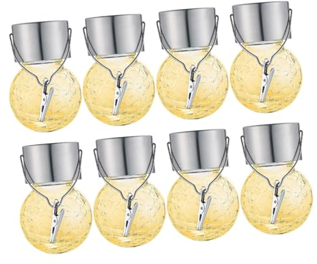 Mikikit 8stücke Solarbetriebene Hängekugellampe Mit Rissdesign Außenleuchte Aus Und Dekoratives Licht Für Garten Terrasse Party Camping Grillen Hochzeit Weihnachten Halloween
