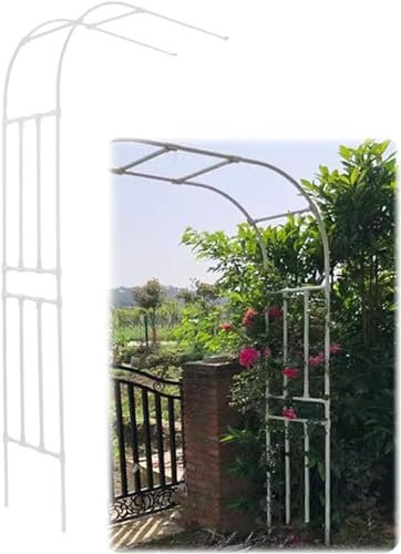 MISKYN Wetterfest Rosenbogen Halb Torbogen Hoch 240Cm, Gartenbogen Metall Rankgitter Rankhilfe Wandbogen, Breit 60Cm 90Cm 120Cm 150Cm 180Cm 220Cm Tiefe 40Cm,Weiß,240 * 240cm