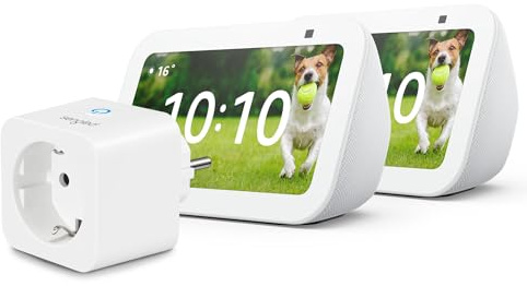 Echo Show 5 (3.ª generación) | Blanco, pack de 2 + Sengled Smart Plug, compatible con Alexa - Kit de inicio de Hogar digital