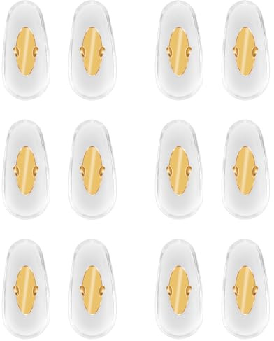 6 Pairs Eyeglass Nose Pads, Replacement Nose Pads for RayBan Aviator RB3025 3026, RB3030, RB3211, RB3362, RB3625, Sunglasses Clip-on Nose Pads for Glasses Comfort Soft Cushion (Gold)