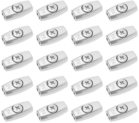 LT Easiyl 20 Pz Clip Per Fune Metallica In Acciaio Zincato A Forma Di Uovo Morsetto Per Cavo Adatto Per Diametro 2mm Fune In Acciaio Doppio Foro 27mmx14.5mm
