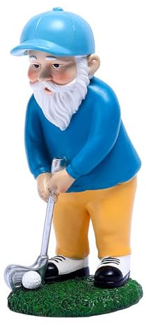 Sharplace Golfing Garden Statue Dwarf Sculpture Resin Mini Gnome Figurine Golf Playing Figure for Golf Club Shelf Living Room Bookcase