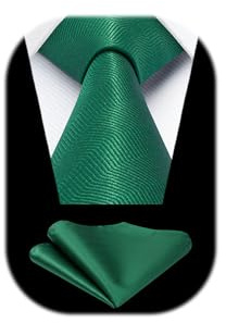 HISDERN Corbata Verde Hombre Modernas Clásico Corbata y Pañuelo de Bolsillo Color Sólido Boda Formales Business Fiesta Oficina