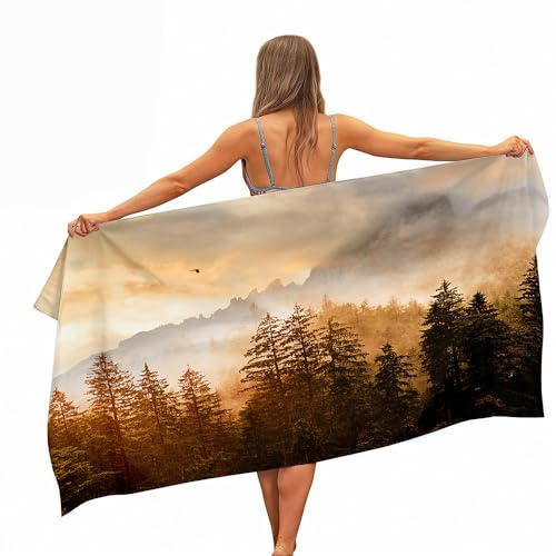 Treer Mikrofaser Handtuch, 3D Berg Strandtuch, Schnelltrocknendes Handtuch, Reisehandtuch Leicht, Microfaser Badetuch Groß, Microfaser Handtücher (150x180cm,J)