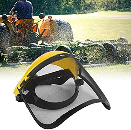 Kettensägen Schutzhelm, Stahlnetz-Visier Sicherheitshelm für Landschaftsgärtner, Stoßfest, ABS + Eisenkunst, 28 * 30cm (Yellow)