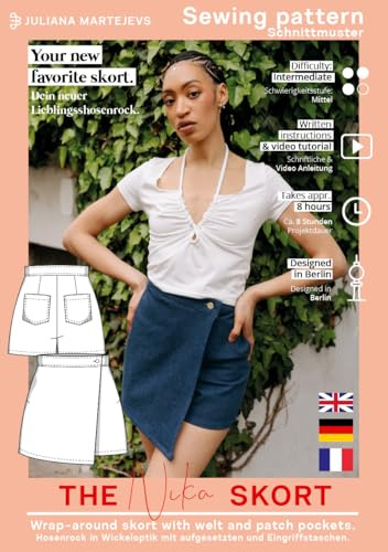 Schnittmuster Hosenrock Damen mit Taschen (Gr. XS-XXXL) Papierschnittmuster mit Nähanleitung zum Nähen