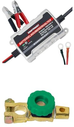 Bundle aus Dino KRAFTPAKET, 750mAh-6V/12V Erhaltungsladegerät/Intelligentes und voll-automatisches Ladungserhaltungsgerät und Batterie Trennschalter Poltrenner für Oldtimer, Auto, Boot, Motorrad