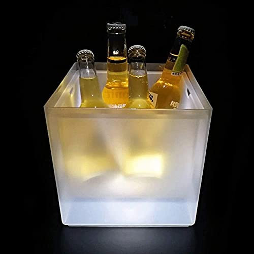 ZFLHIOR Eiskübel, Eiskübel Farbwechselnder Eimerkühler Doppelschichtiger quadratischer Bar-Bier-Eiskübel Champagner-Bierkübel für KTV-Partybar Zuhause Hochzeit