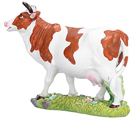 aqxreight Sculpture de Vache Mythique, Modèle en Résine Peinte à la Main, Figurine Animale Réaliste avec Figurines de Vache Brunes et Blanches pour Le Jardin et la Décoration Intérieure