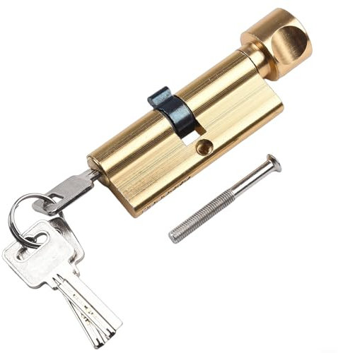 70mm Aluminum Lock Knob Cylinder Door Lock Core with 1 Screw 3 Keys Contemporary Anti Theft Lock Knob Cylinder Convenient Key Access(Gold)