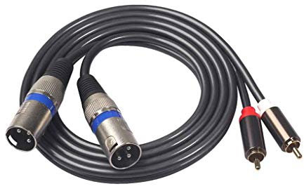 Wdfnexalai 1.5M Dual RCA Audio Cable to 2 XLR Male Female Plug Coax Adapter Professional Plated Video Wire, No.2