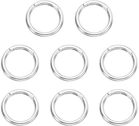 QUARKZMAN 8pcs Anillo de Resorte, 31mm O Ring Llavero Mosquetón Clip Hebilla Redonda Cierre de Metal Aleación Broche Accesorio para Senderismo Manualidades DIY Bolsa Decoración, Plateado