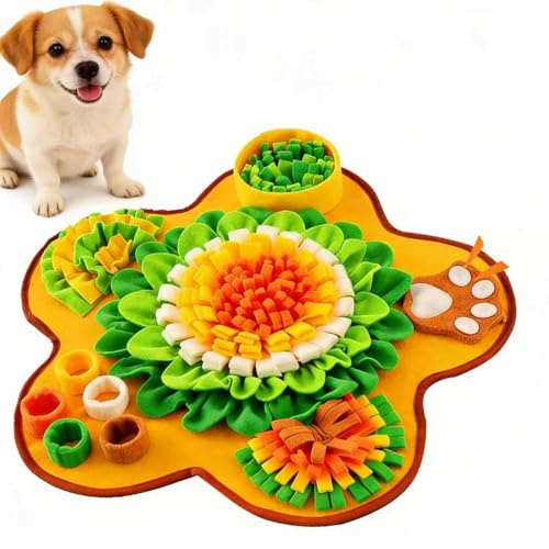 Snuffle Mat for Dogs Pet Slow Feeding Mat Dog Snuffle Mat Puppy Slow Feeding Training Mat Pet Smell Training Dog Toy Encourages Natural Foraging Skills and Slow Eating (yellow, 60x60cm)