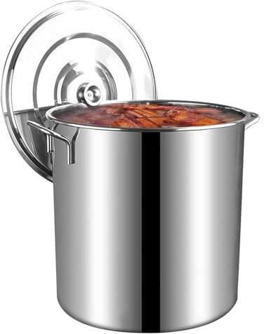 Olla de sopa de acero inoxidable, olla de cocina grande comercial con tapa, gran capacidad