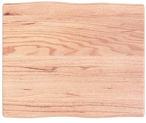 Tavolo in legno di quercia marrone chiaro, 60 x 50 x 4 cm, in legno massello trattato, design con bordi vivi, ricambio per tavolino da caffè, tavolo da pranzo, scrivania, piano di lavoro della cucina