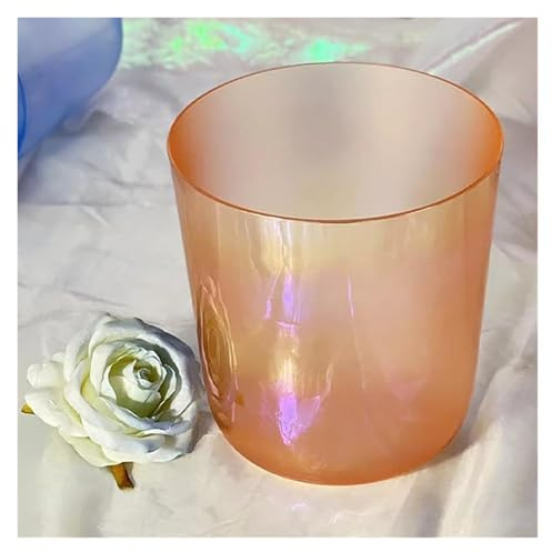 Ciotola di cristallo per il canto, Ciotola sonora di luce cosmica arancione a 432 Hz for meditazione yoga, con percussore in acrilico e anello di tenuta in omaggio, ciotola di quarzo colorato for chak