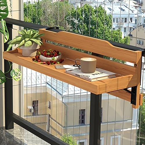 Tavolo Pieghevole Da Balcone A Parete,Ringhiera Sospesa Per Tavolo Da Balcone,Moderno Tavolo Galleggiante Per Bevande,Tavolo Pieghevole In Legno Con Ripiani,Tavolino Da Balcone(60*25cm/23.6*9.8in)